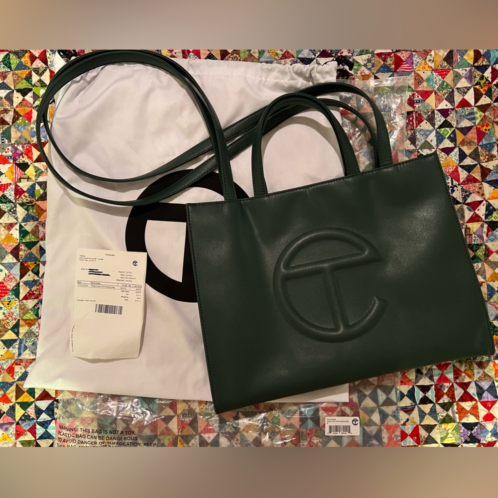 Medium Dark Olive Shopping Bag- TELFAR